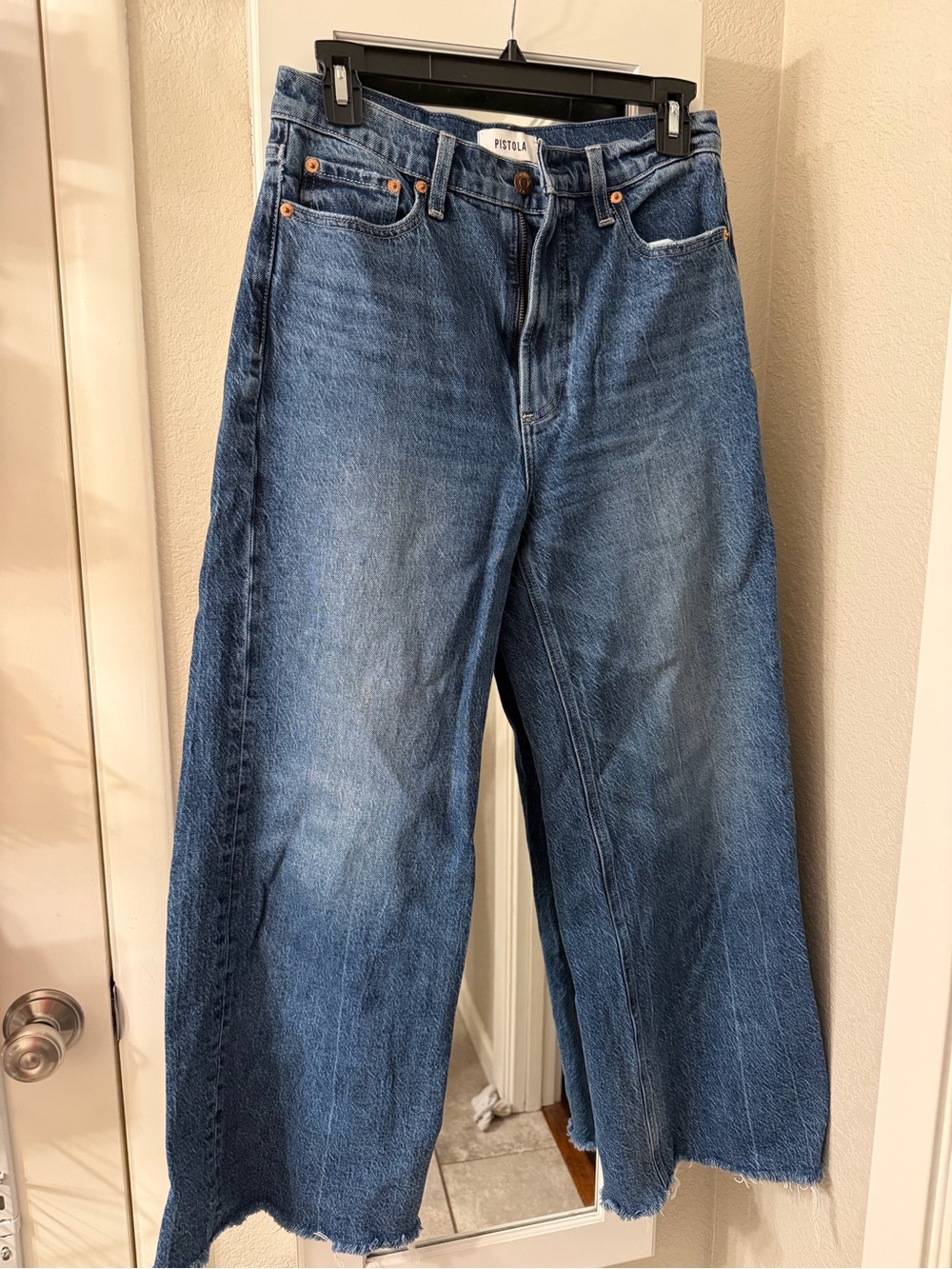 pistola Men's Relaxed Wide-Leg Blue Denim Jeans
